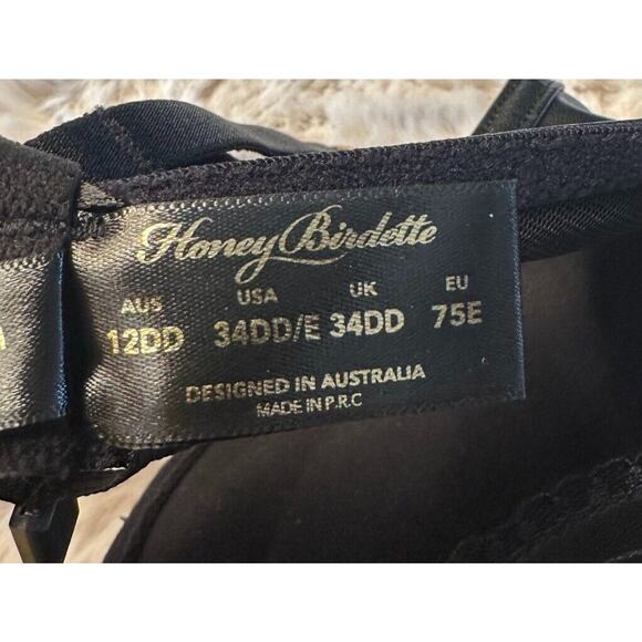 Honey Birdette CLAIRE🖤 Black & Gold Faux Leather Bra 34DD - Picture 5 of 5